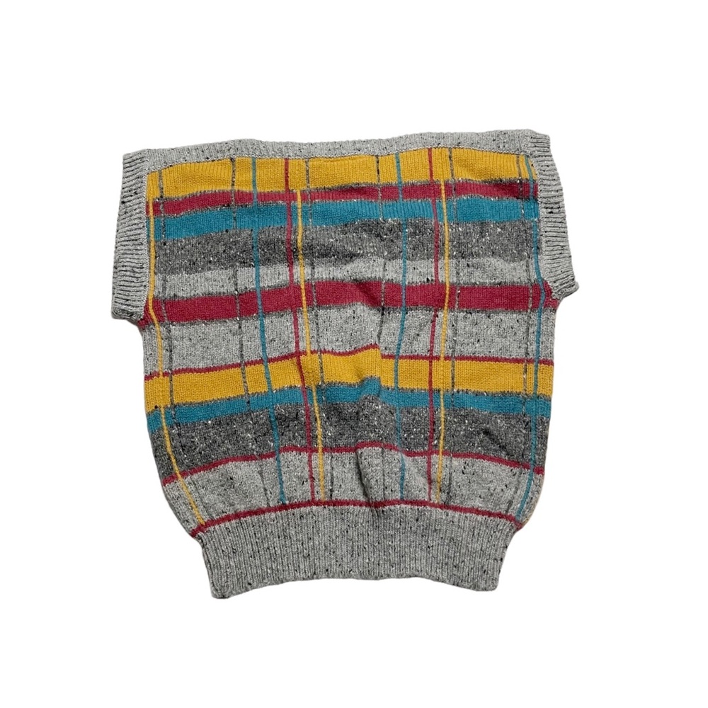 Country Suburbans Retro Vintage Wool Plaid Knit Crop Sleeve Sweater Vest Small - Picture 4 of 4